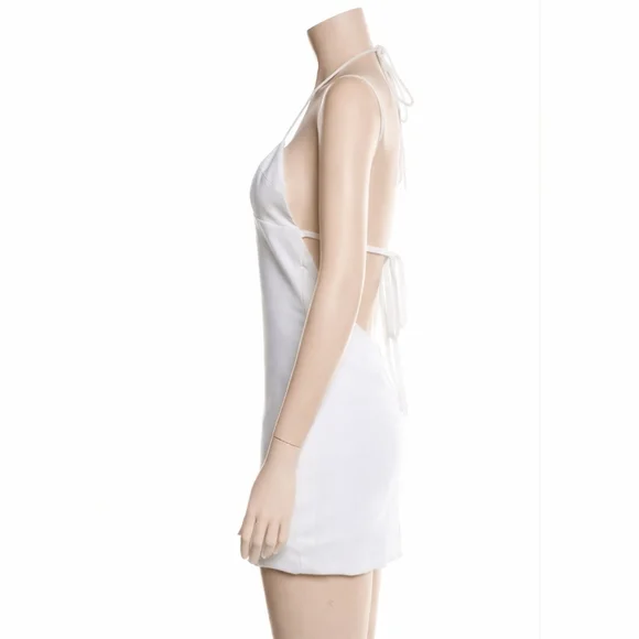 Monot White Halterneck crêpe minidress Xs